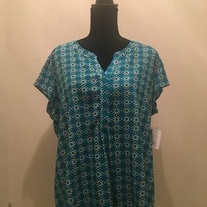 Croft & Barrow Top XL NWT Green Taupe White